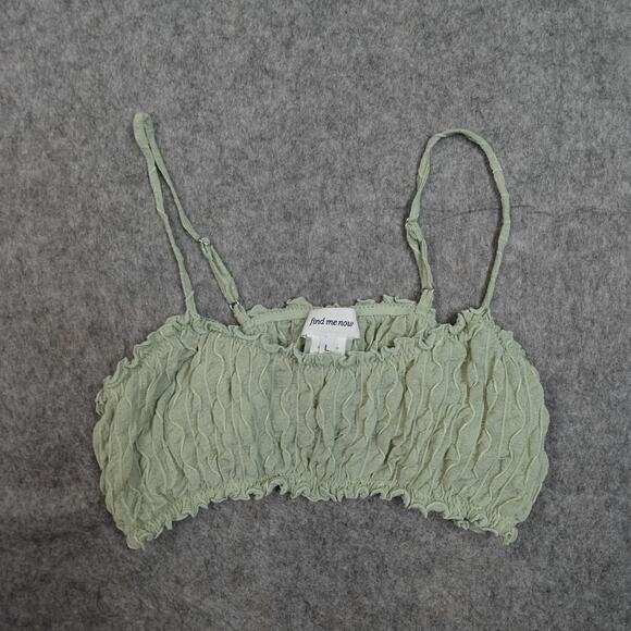 Find Me Now Bralette Womens Large Ruffle Green Romantic Adjustable Straps - Picture 1 of 6